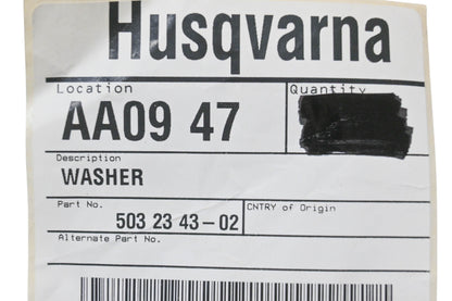 New OEM Husqvarna 503 23 43-02, 503234302 Washer NOS