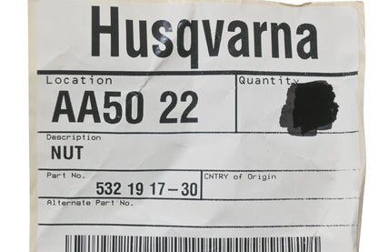 New OEM Husqvarna 532 19 17-30, 532191730 Nut NOS