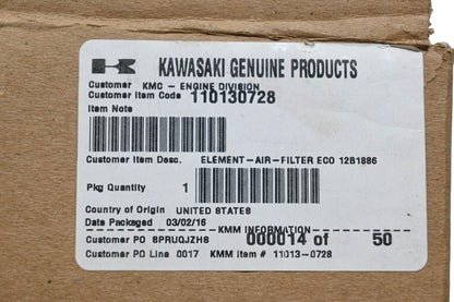 New OEM Kawasaki 110130728 Air Filter Element NOS