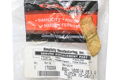 Simplicity 1702004 Auger Clutch Lower Rod NOS