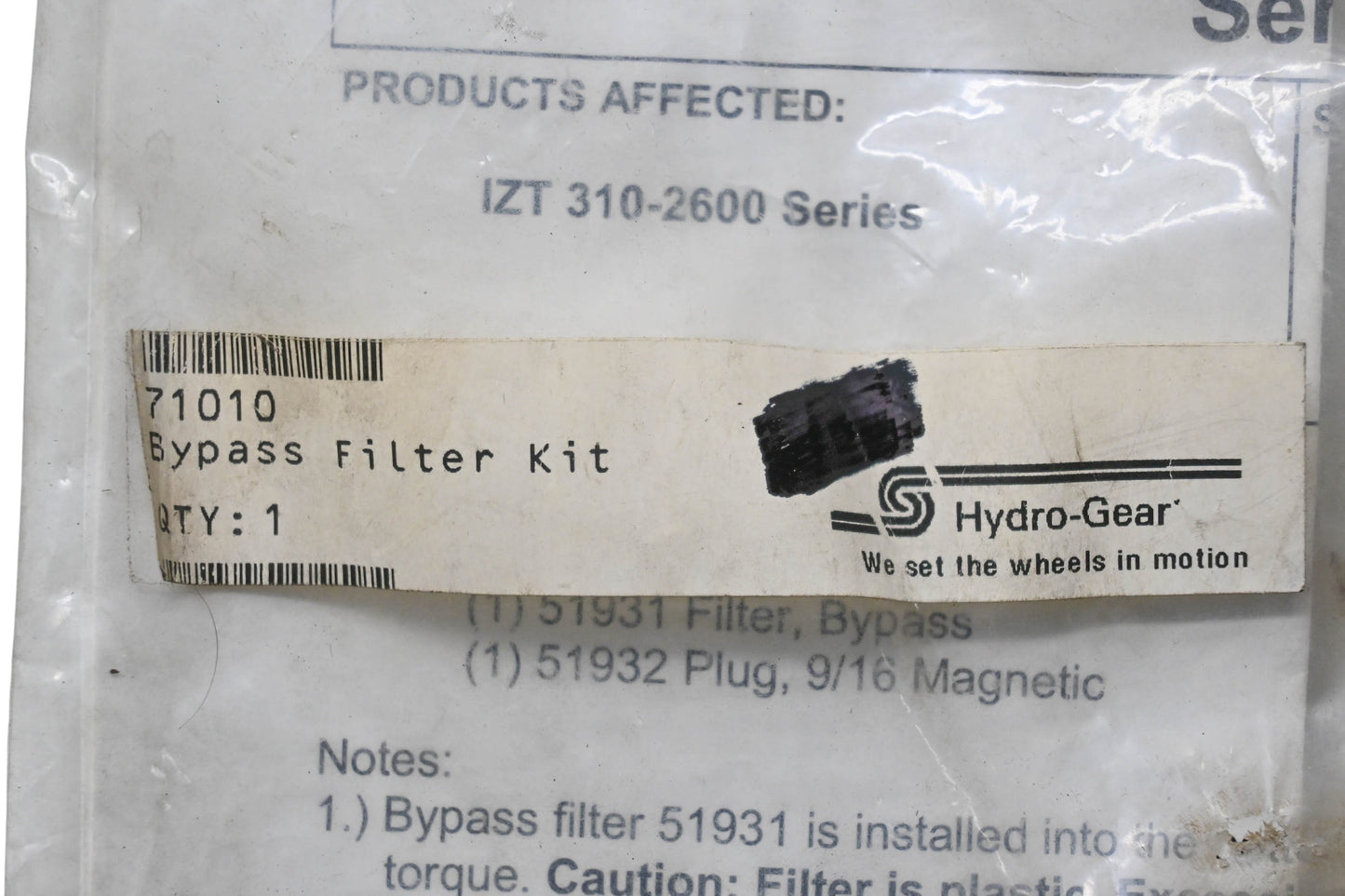Hydro-Gear 71010 Bypass Filter Kit NOS