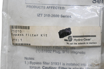 Hydro-Gear 71010 Bypass Filter Kit NOS