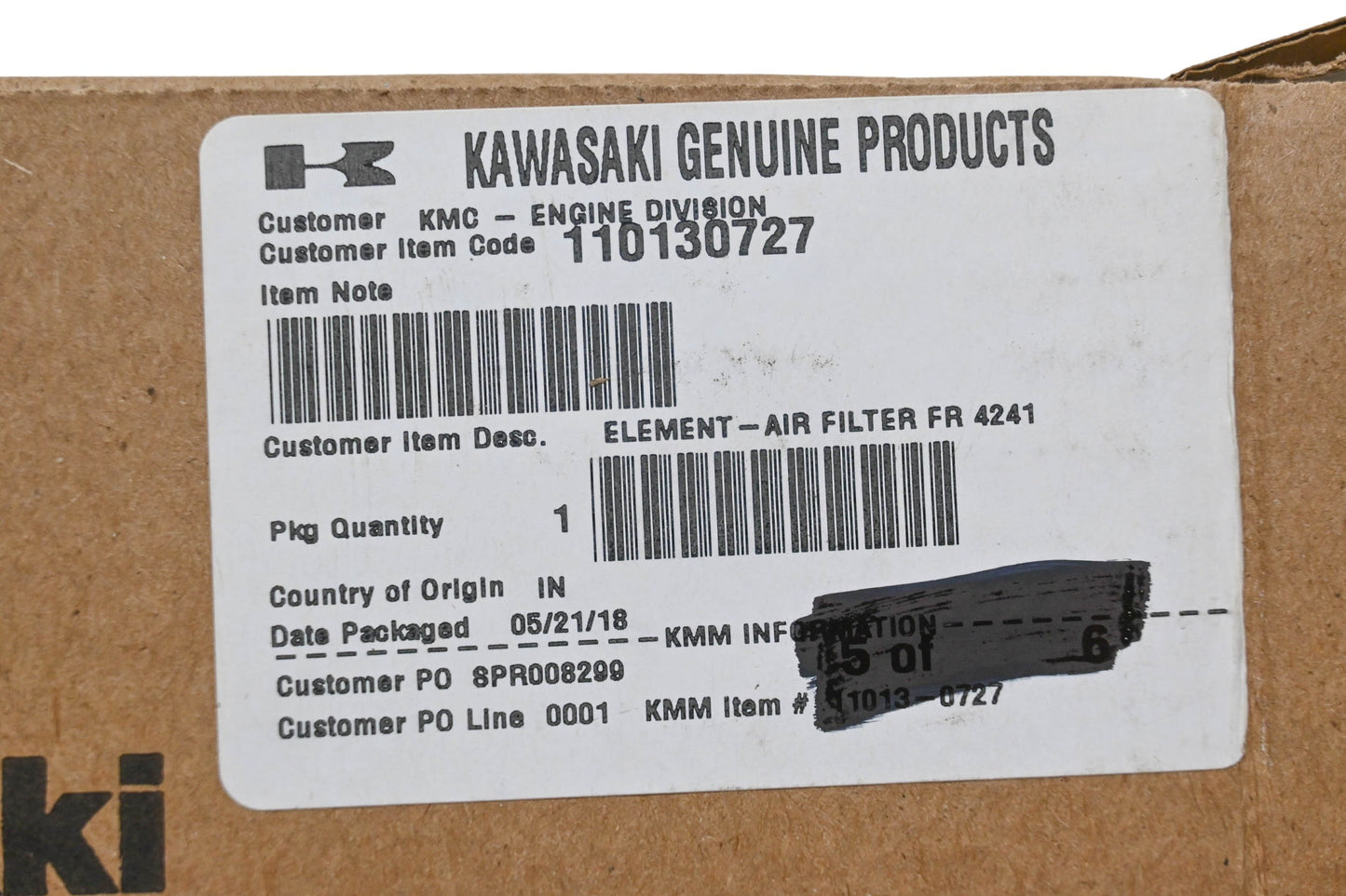 New OEM Kawasaki 110130727 Air Filter Element NOS