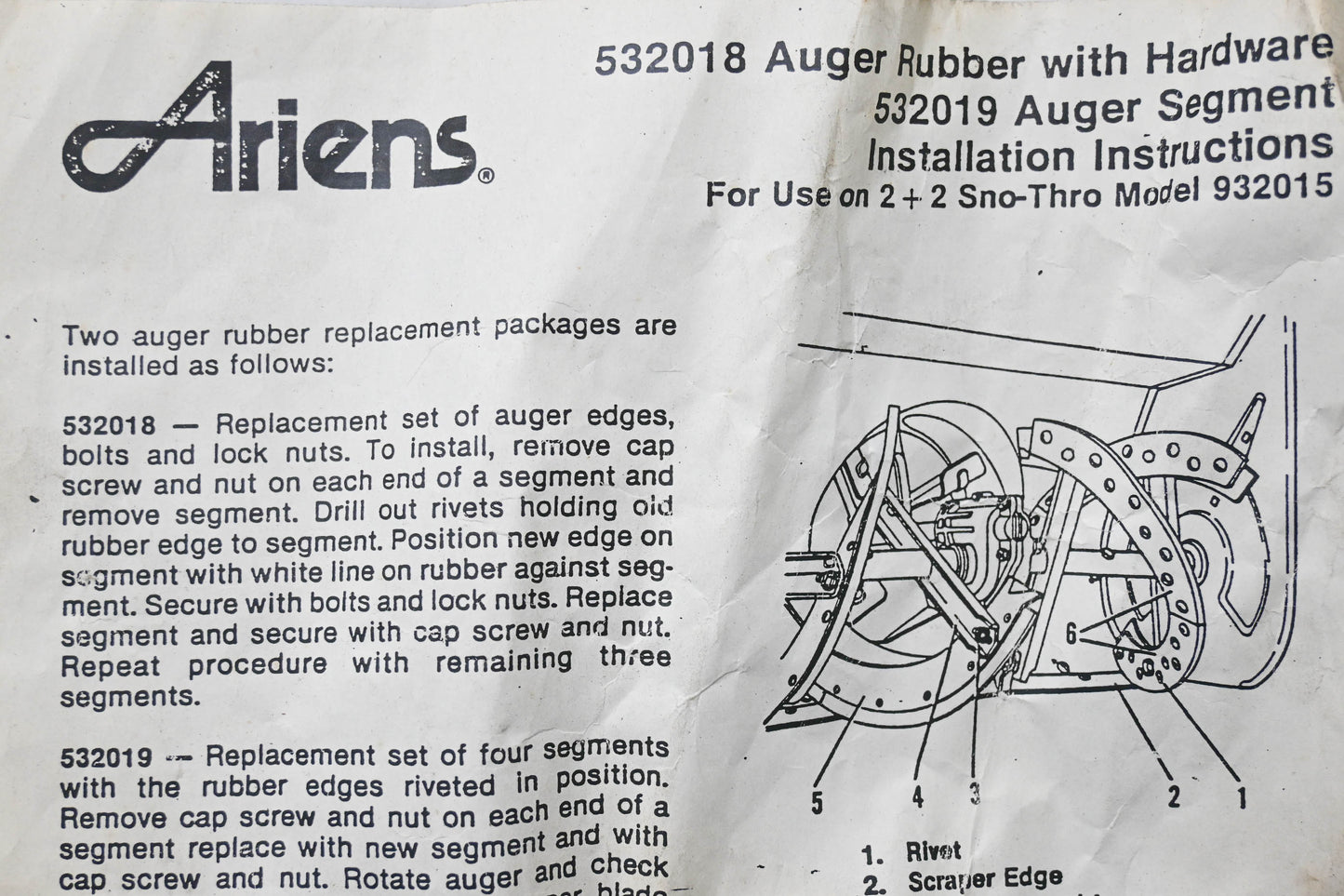 Ariens 532018 Auger Kit NOS