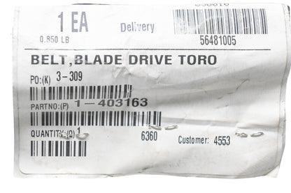 Toro 1-403163, E403163 Blade Drive Belt NOS