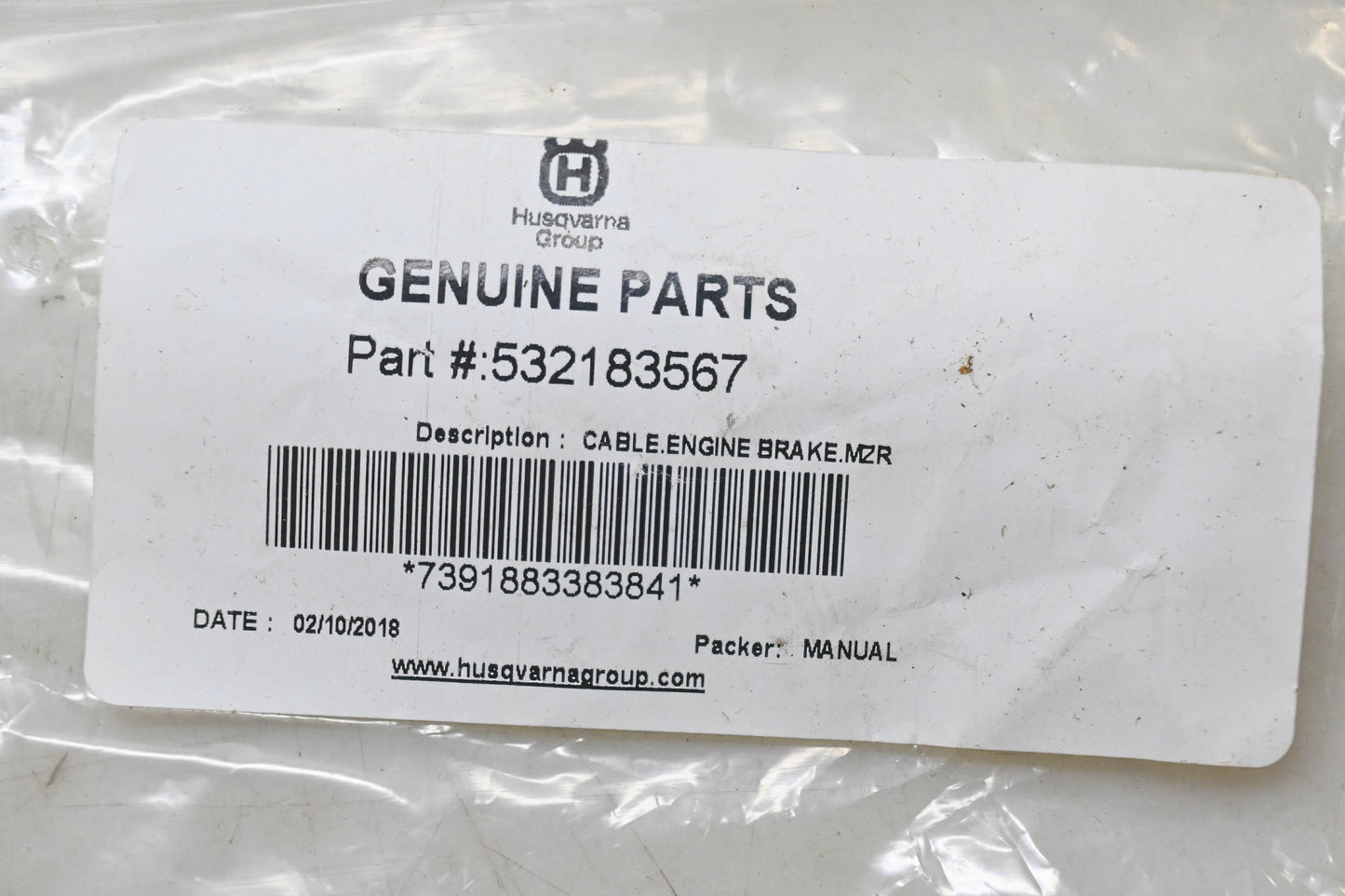 New OEM Husqvarna 532183567 Control Cable NOS
