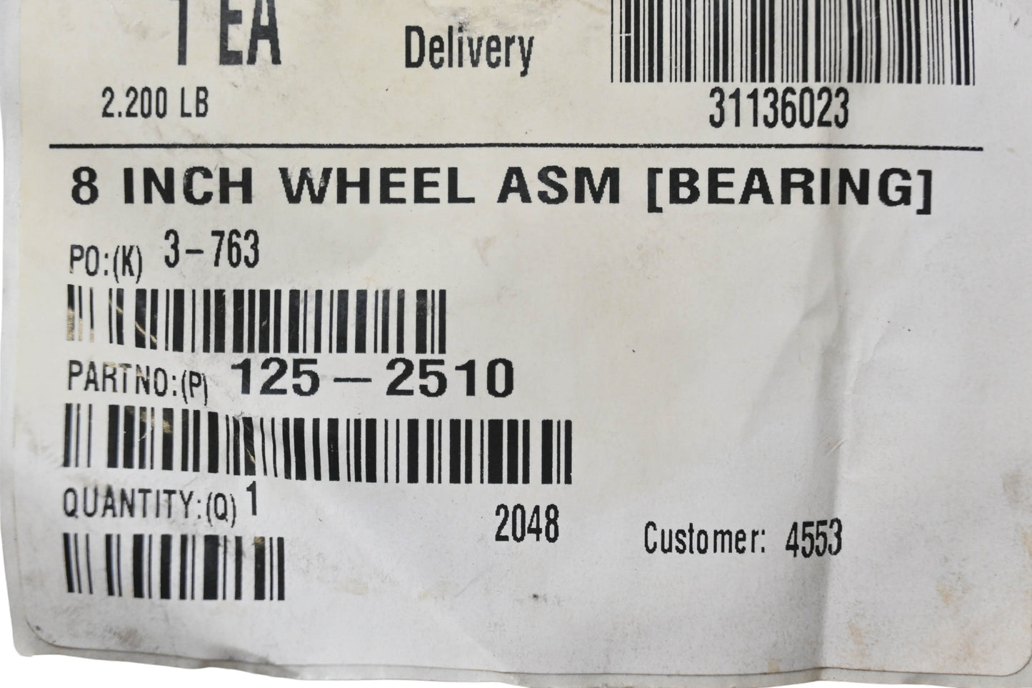 Toro 125-2510 Wheel Assembly 8" NOS