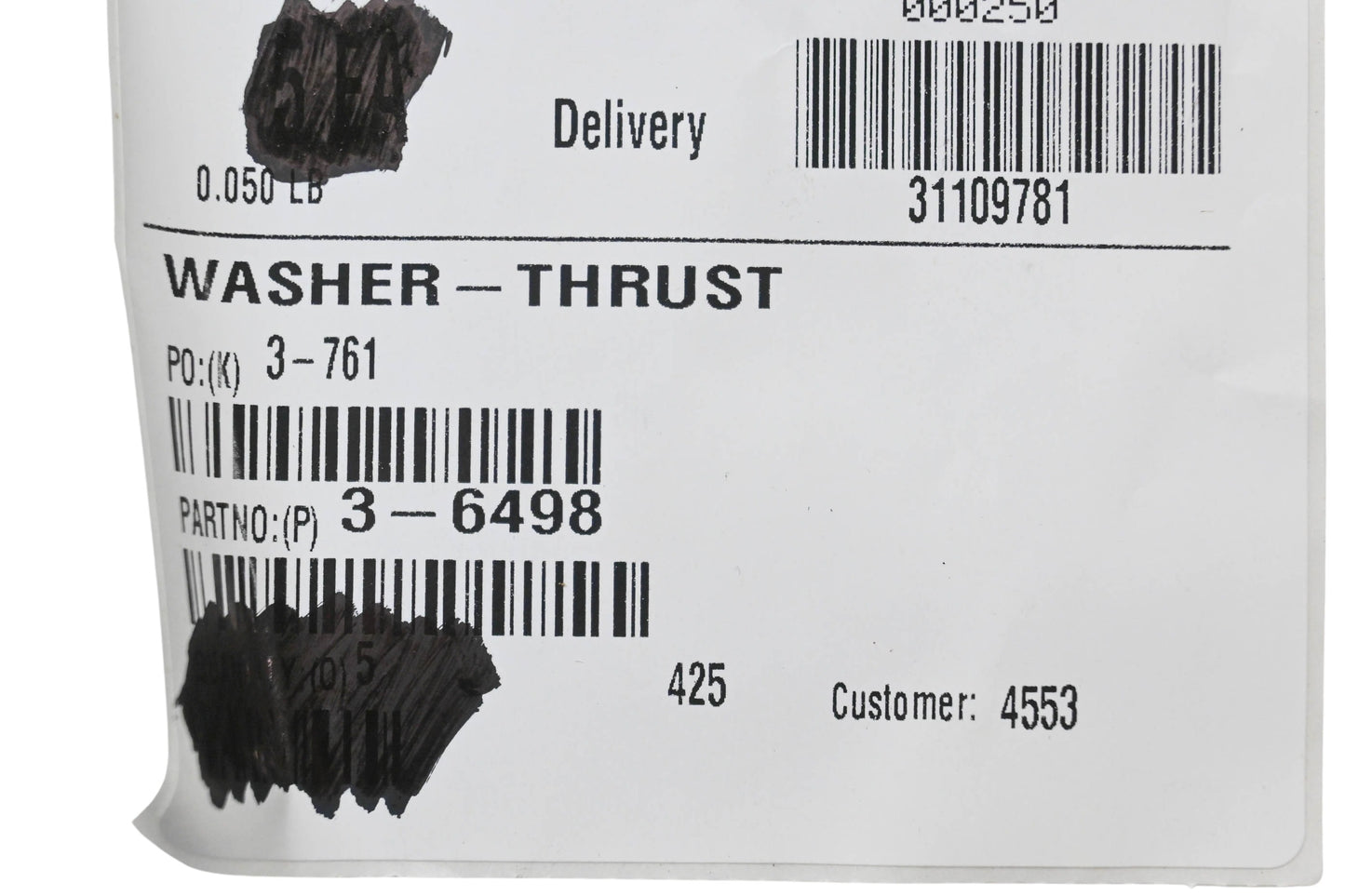 Toro 3-6498 Thrust Washer NOS