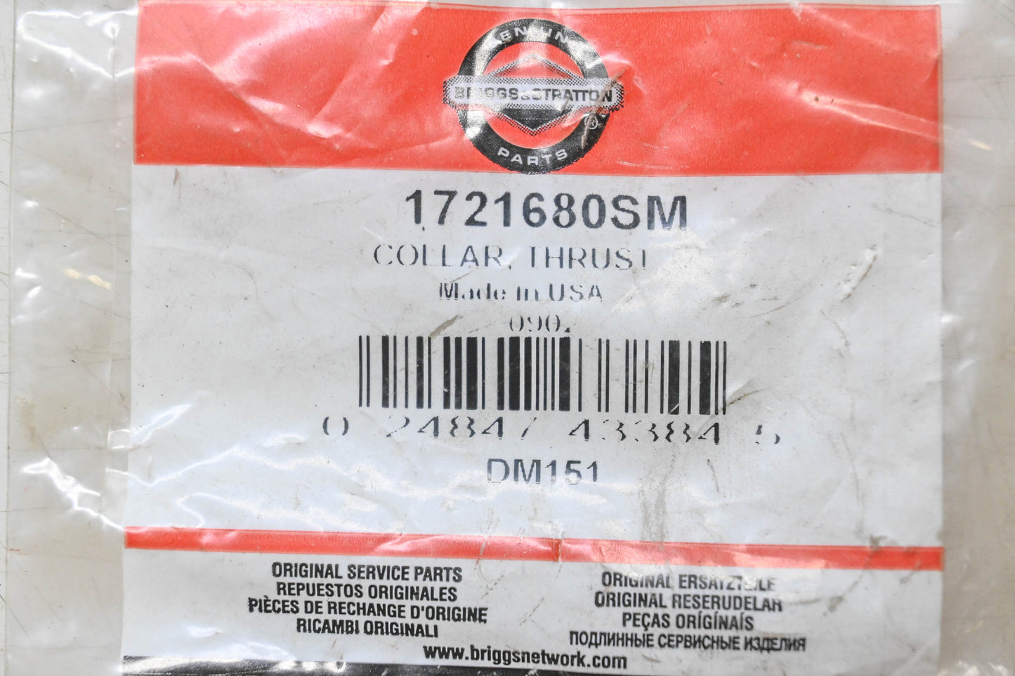 New OEM Briggs & Stratton 1721680SM Thrust Collar NOS