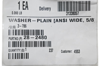 Toro 28-2480 Plain Washer NOS