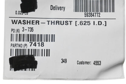 Toro 7418 Thrust Washers Qty 2 NOS