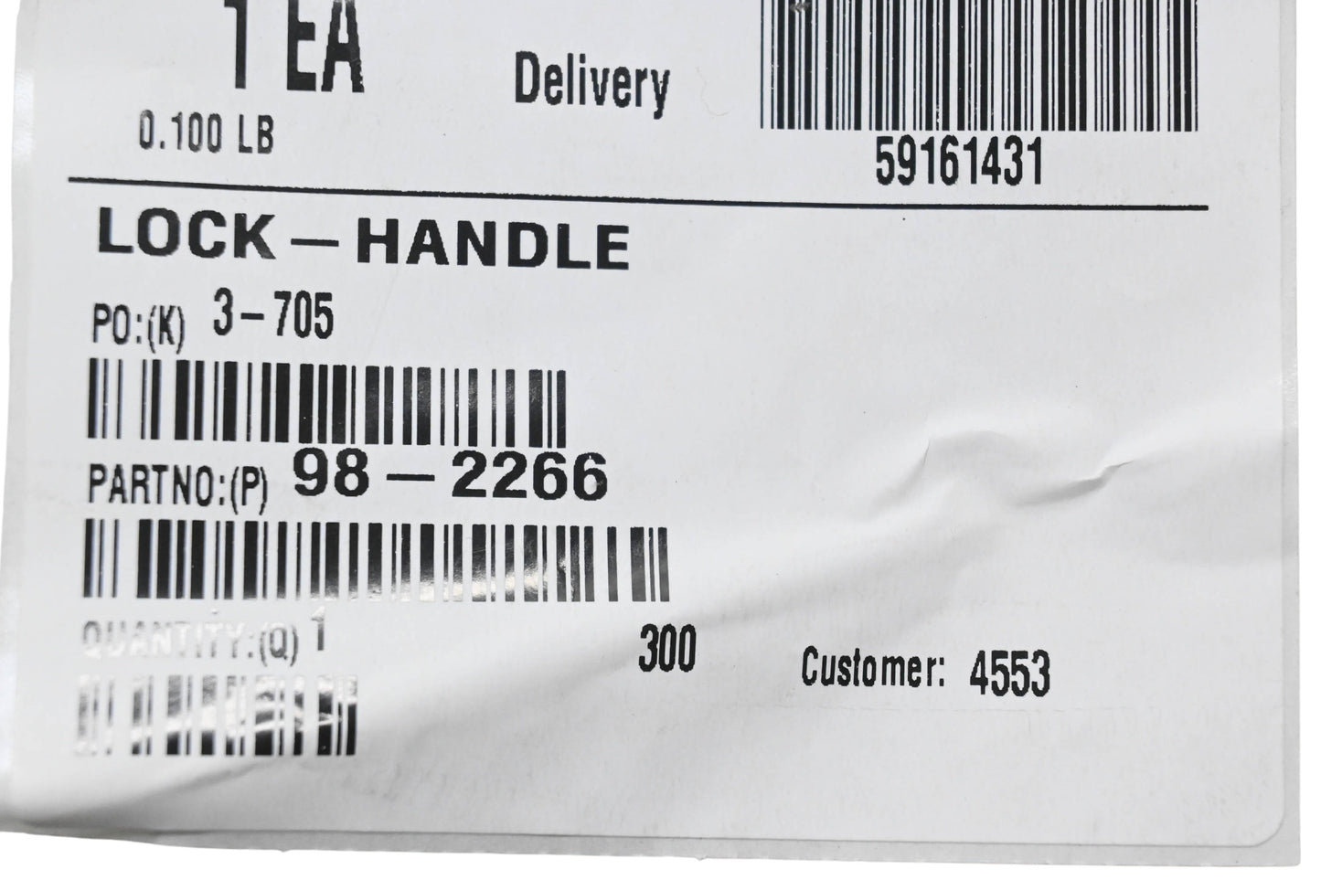 Toro 98-2266 Handle Lock NOS