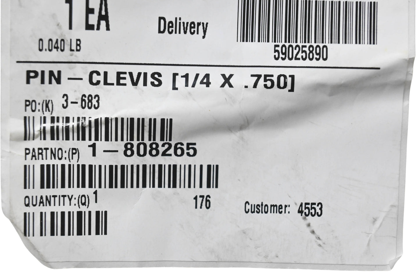 Toro 1-808265 Clevis Pin NOS