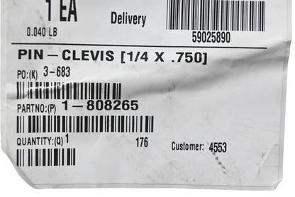 Toro 1-808265 Clevis Pin NOS
