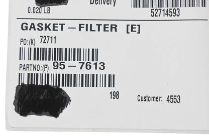 Toro 95-7613 Filter Gasket NOS
