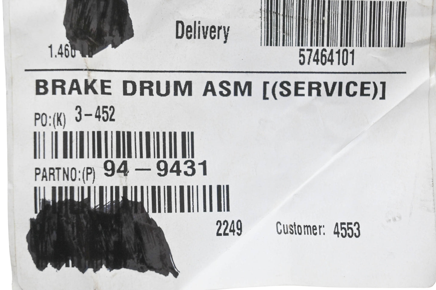 Toro 94-9431 Brake Drum Assembly NOS