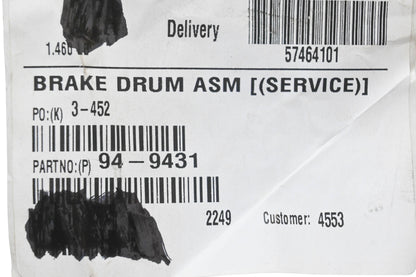 Toro 94-9431 Brake Drum Assembly NOS