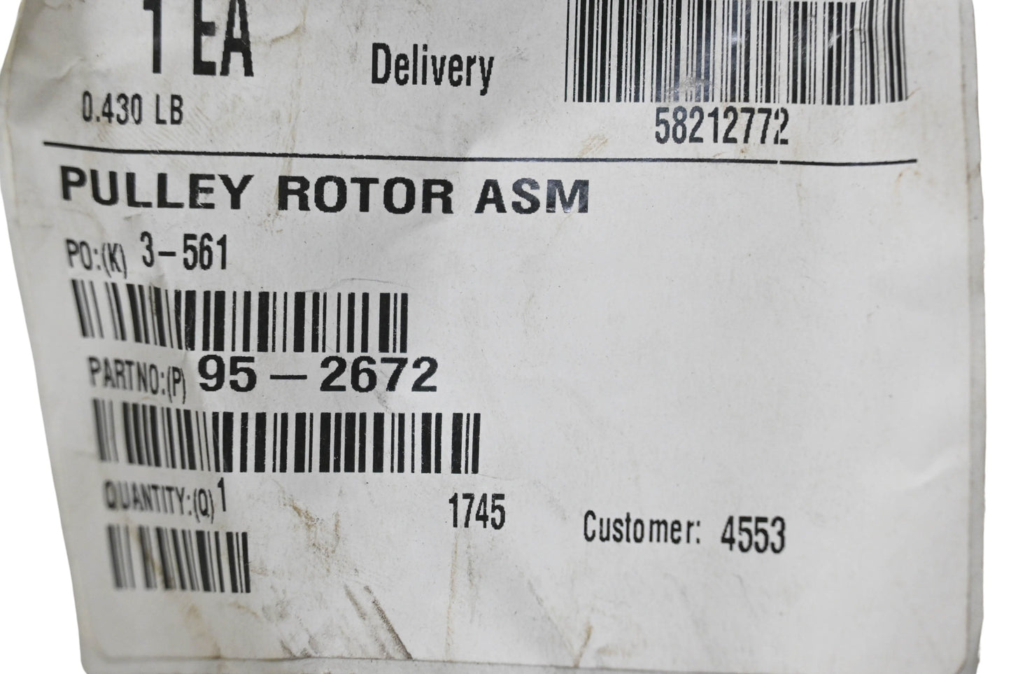 Toro 95-2672 Pulley Rotor NOS