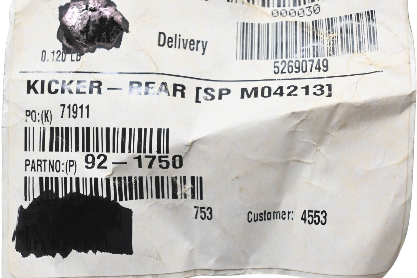 Toro 92-1750 Rear Kicker NOS