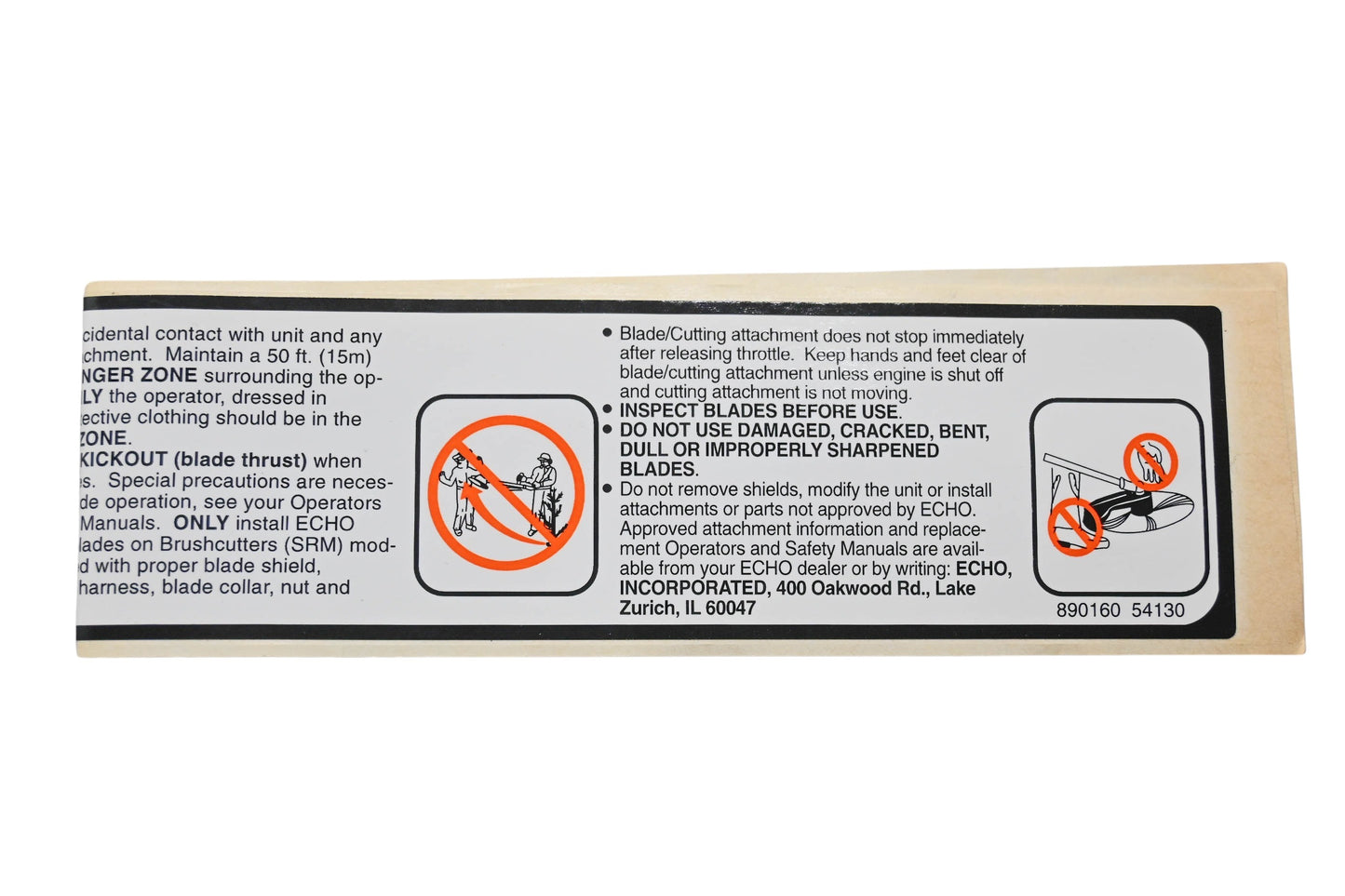 New OEM Echo 89016054130 Caution Label NOS