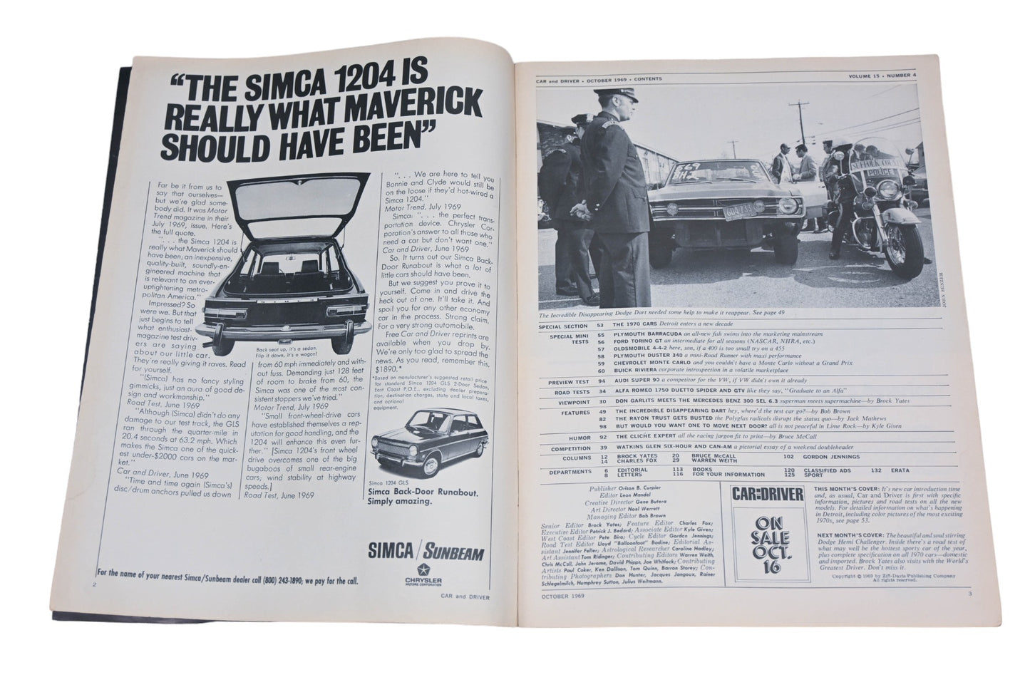 Car And Driver MD038-40 October 1969 Magazine