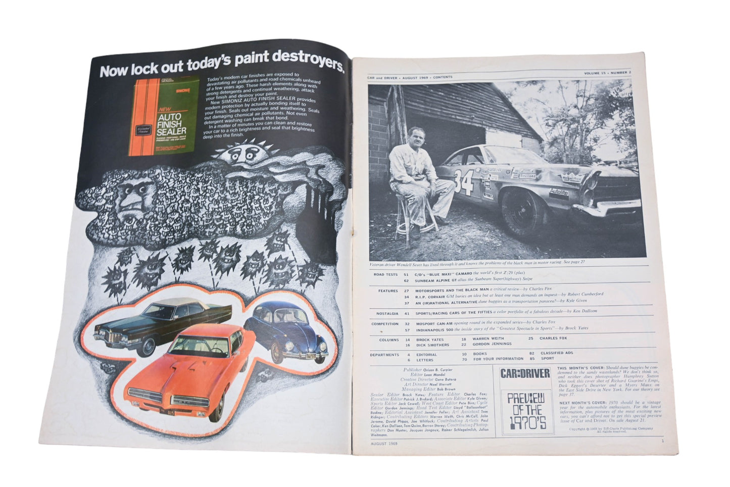 Car And Driver MD038-56 August 1969 Magazine
