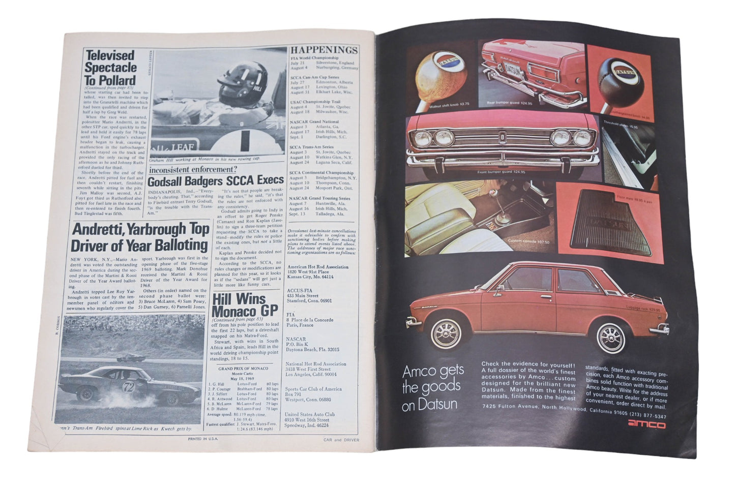 Car And Driver MD038-56 August 1969 Magazine