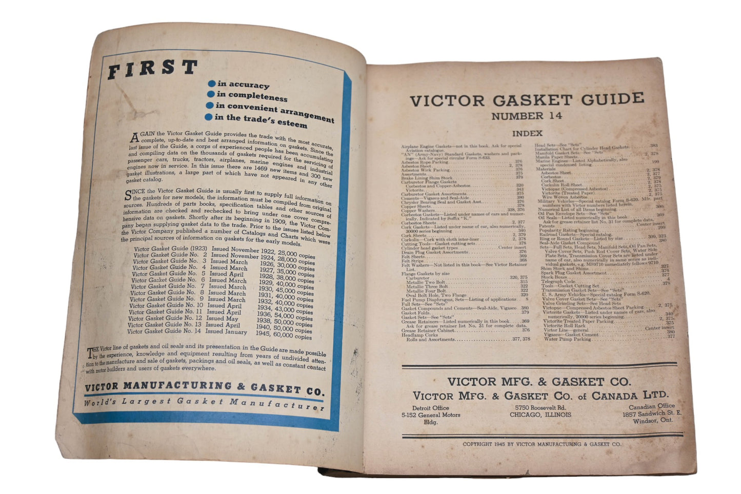 Victor MD038-57 1945 Gasket Guide 14th Edition