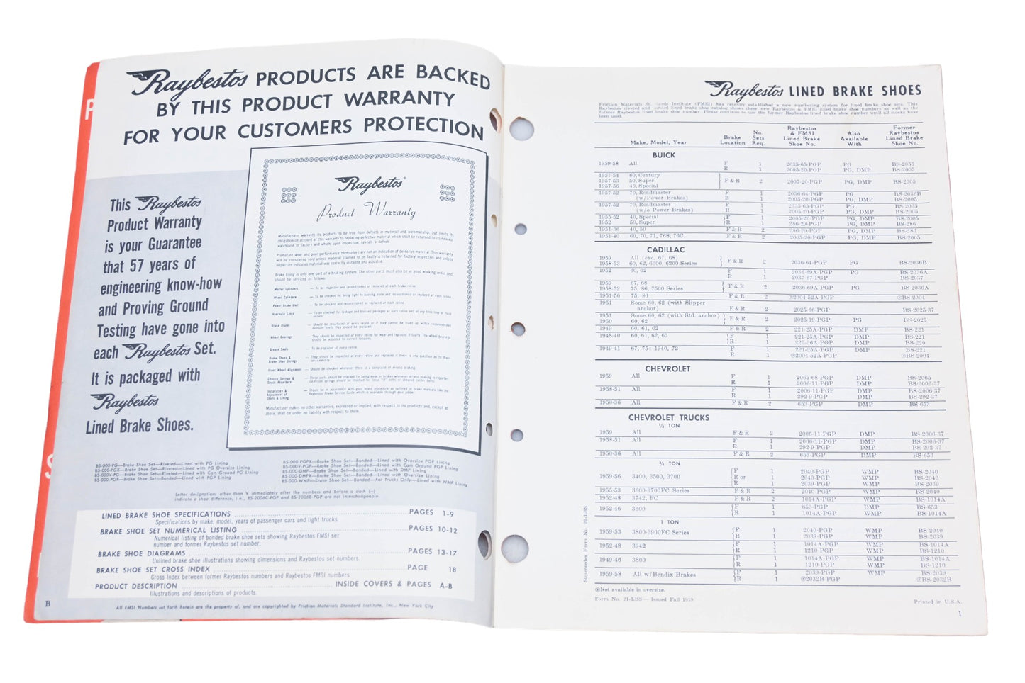 Raybestos 21-LBS 1959 Lined Brake Shoe Catalog
