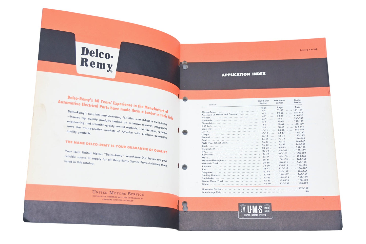 Delco Remy 1A-102 1960 Truck Original Equipment & Service Parts Catalog