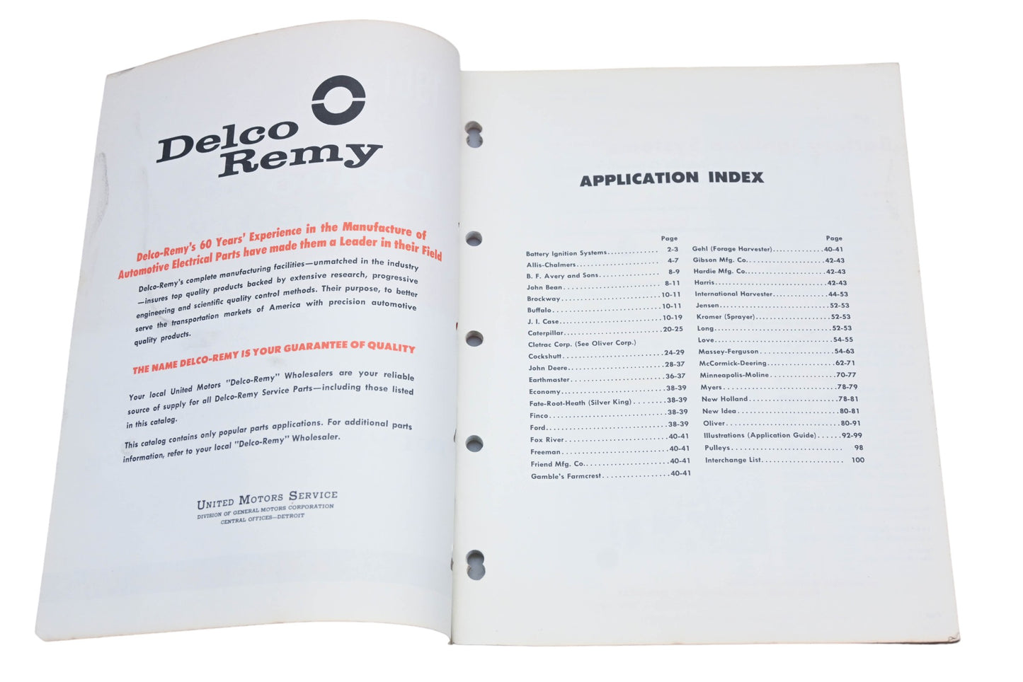 Delco Remy 1A-101 1961 Farm Equipment Parts Catalog