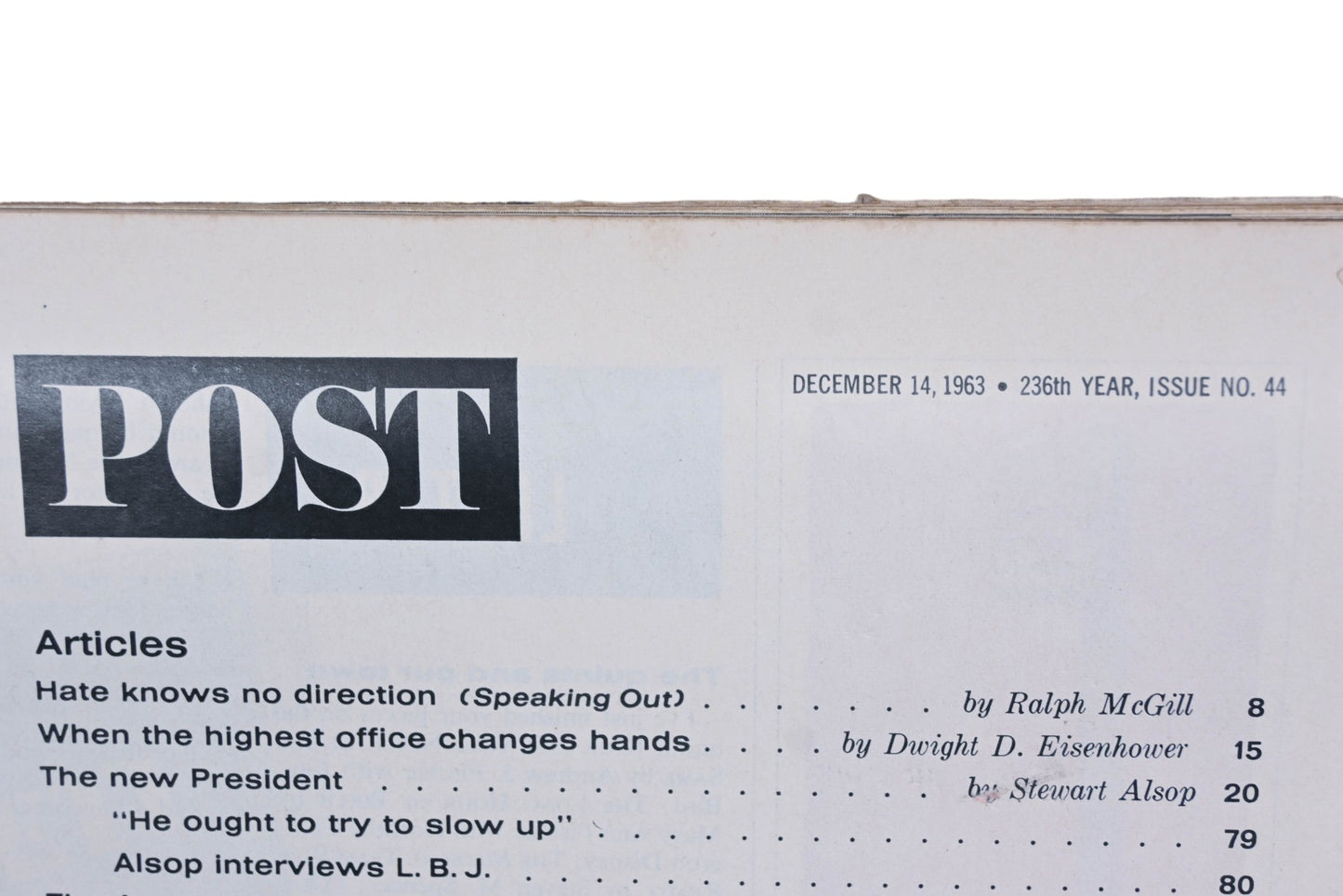 POST DK026-9 December 14, 1963 Magazine