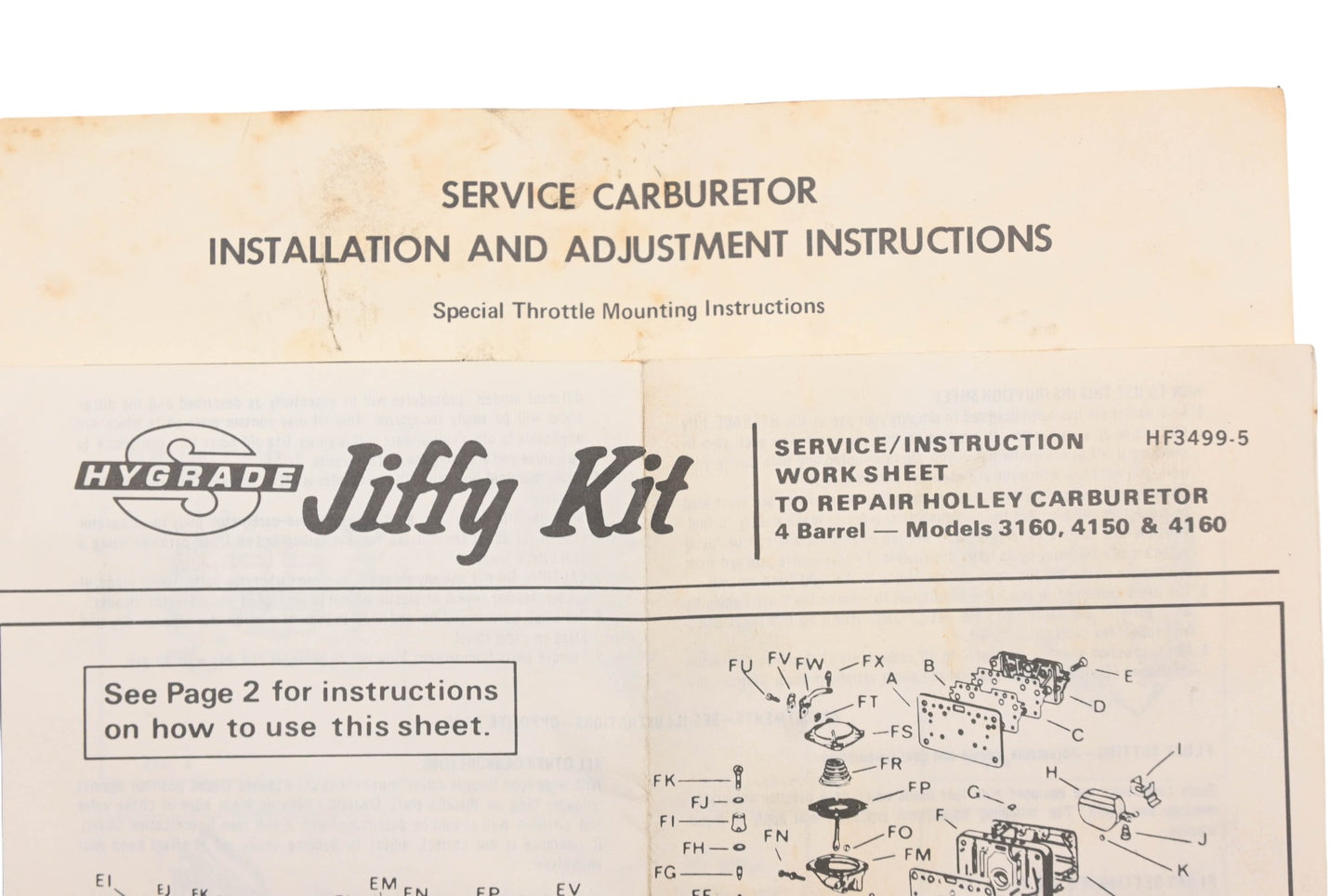 Hygrade 401HA Holley 4-Barrel Carburetor Repair Kit NOS