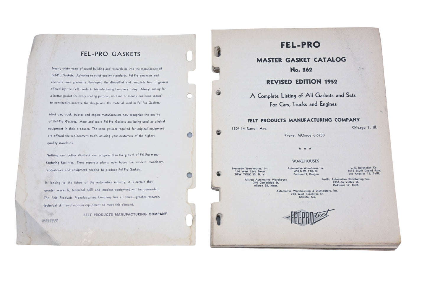 Fel-Pro 262-2ND-2, 52-10M No.262 1952 Master Gasket Catalog