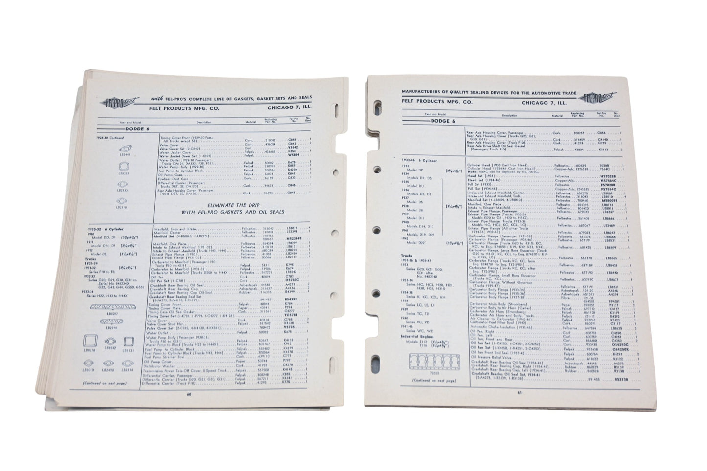 Fel-Pro 262-2ND-2, 52-10M No.262 1952 Master Gasket Catalog