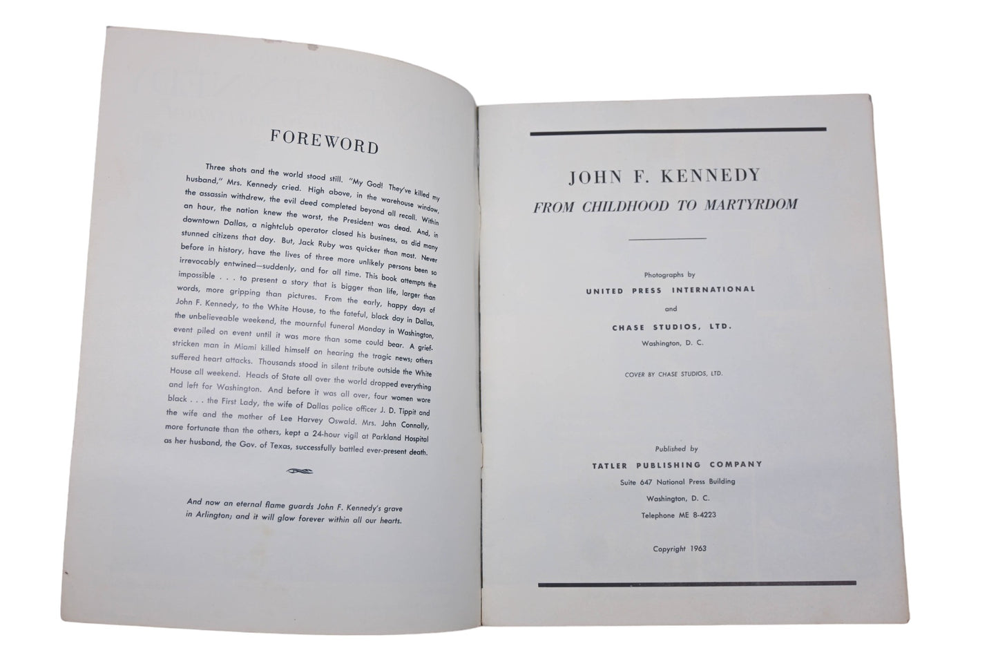 Tatler Publishing HU021-11 1963 John F Kennedy From Childhood to Martyrdom Photograph Book