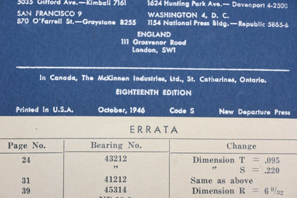 General Motors HU021-13 1946 New Departure Hand Book 18th Edition