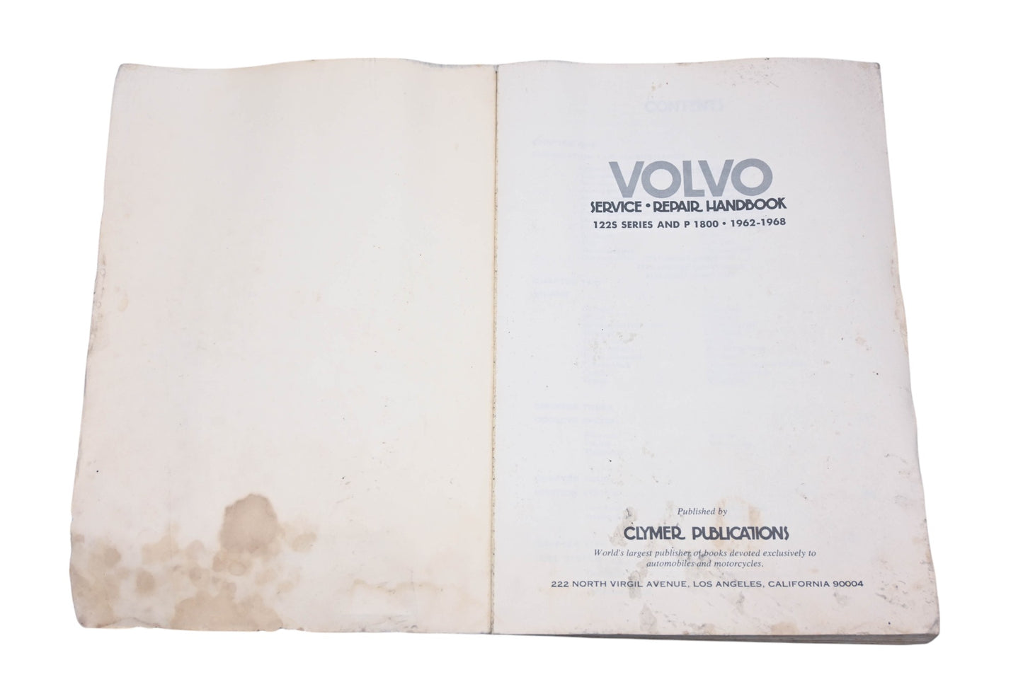 Clymer A-220 Volvo 122S Series P1800 Service Repair Handbook