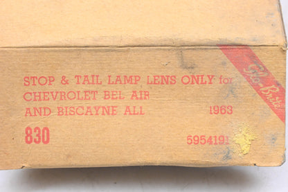 Glo-Brite 830, 5954191, TMC-1004 Red Taillight Lens NOS