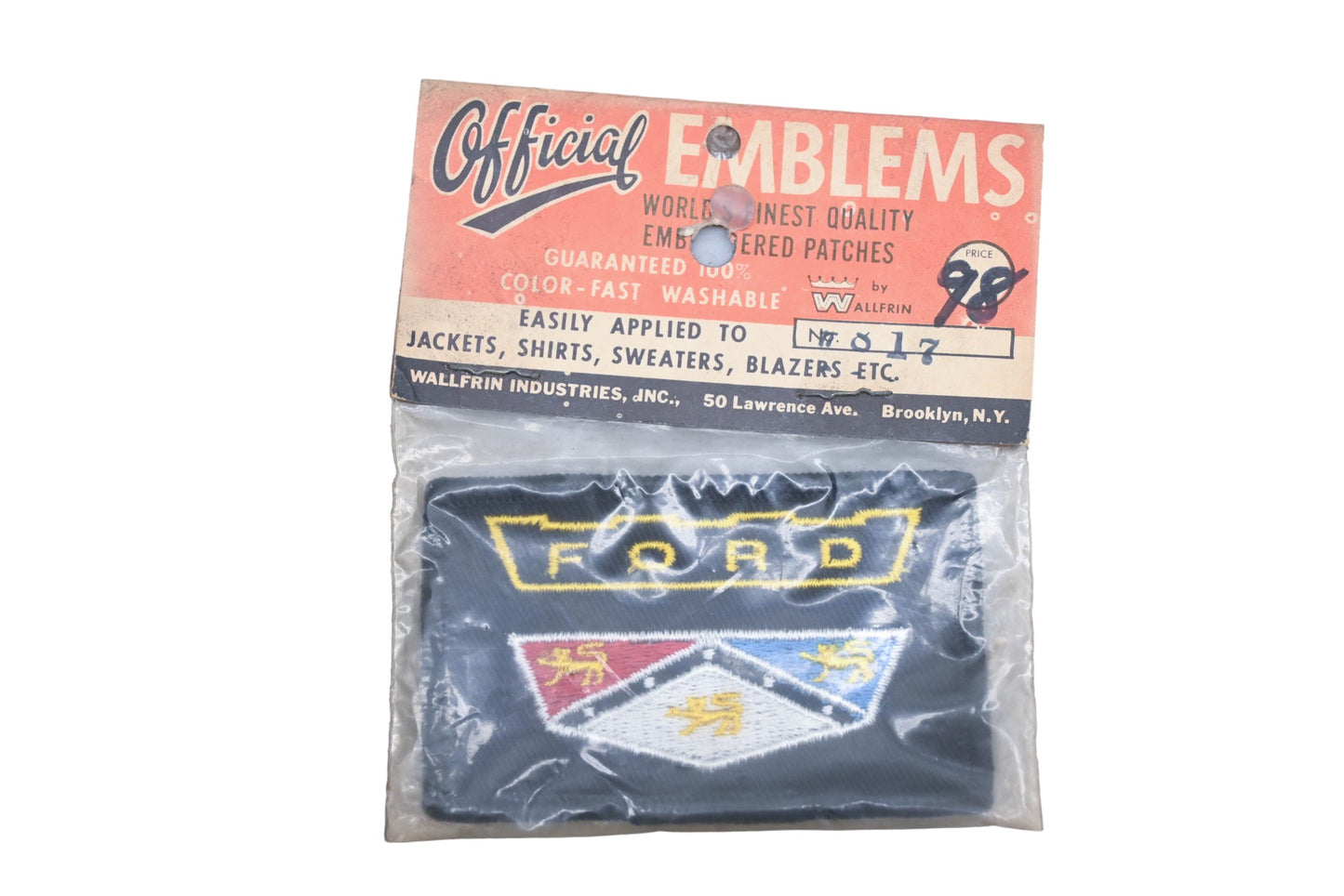 New OEM Ford 817 Shield Patch 1-7/8" x 3" NOS
