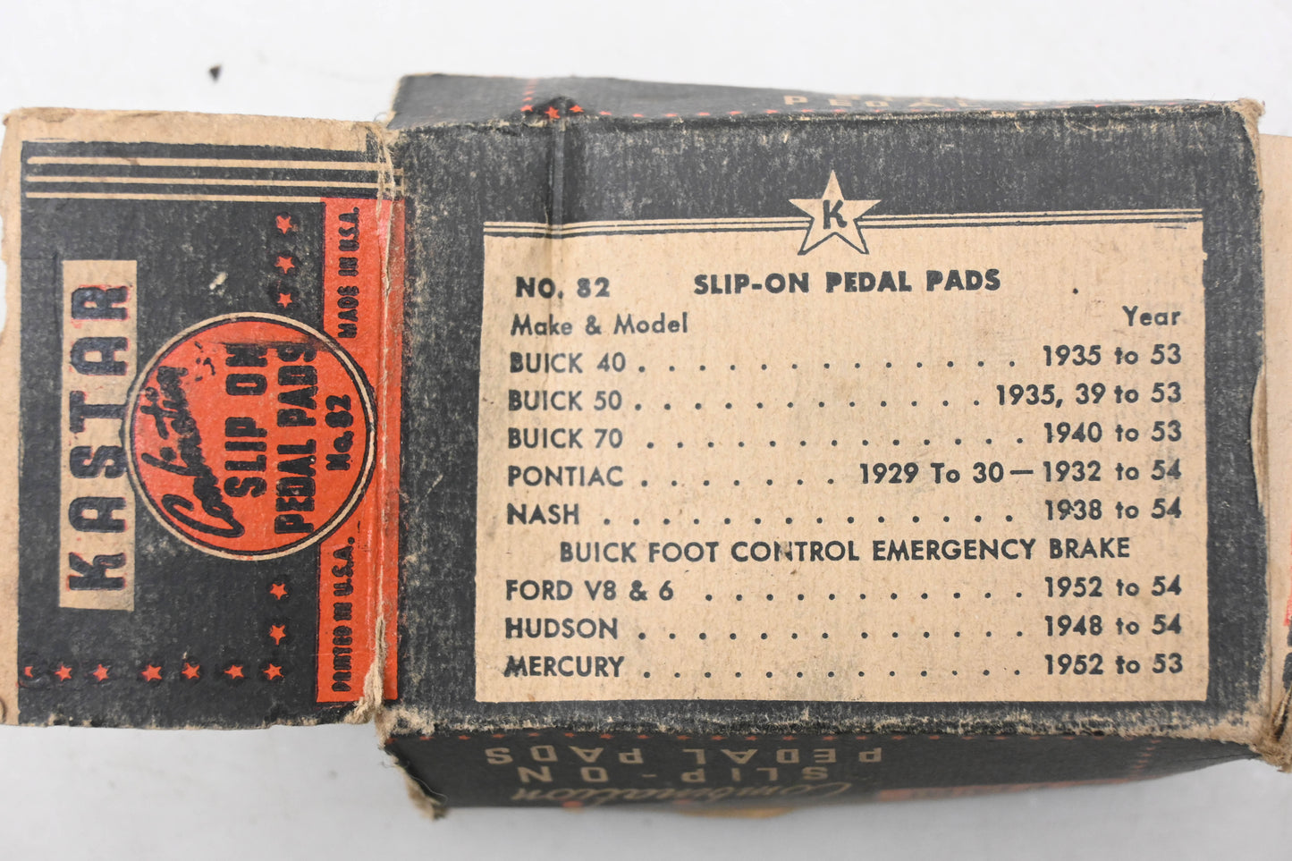 Kastar 82 Rubber Pedal Slip-On Pads Qty 2 NOS