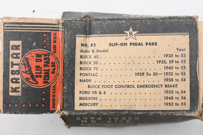 Kastar 82 Rubber Pedal Slip-On Pads Qty 2 NOS