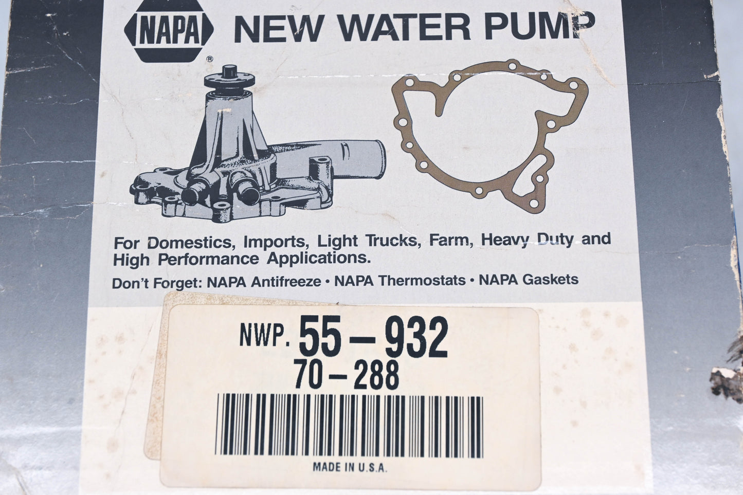 NAPA 55-932, 70-288 Water Pump Kit NOS