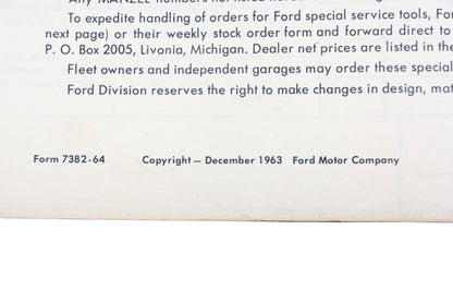 OEM Ford 7382-64 1963 Special Service Tools Catalog