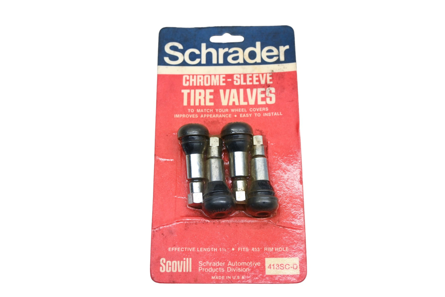 Schrader 413SC-D Chrome Sleeve Tire Valve Kit NOS