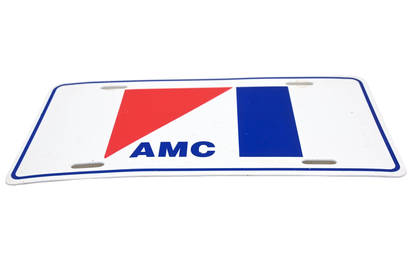 AMC MQ027-6 White Plastic License Plate Tag NOS