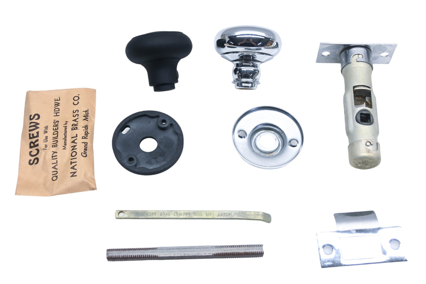 National Brass Company 503A122, 503A Dexter Black Bright Chromium US 26 Door Latch Kit NOS