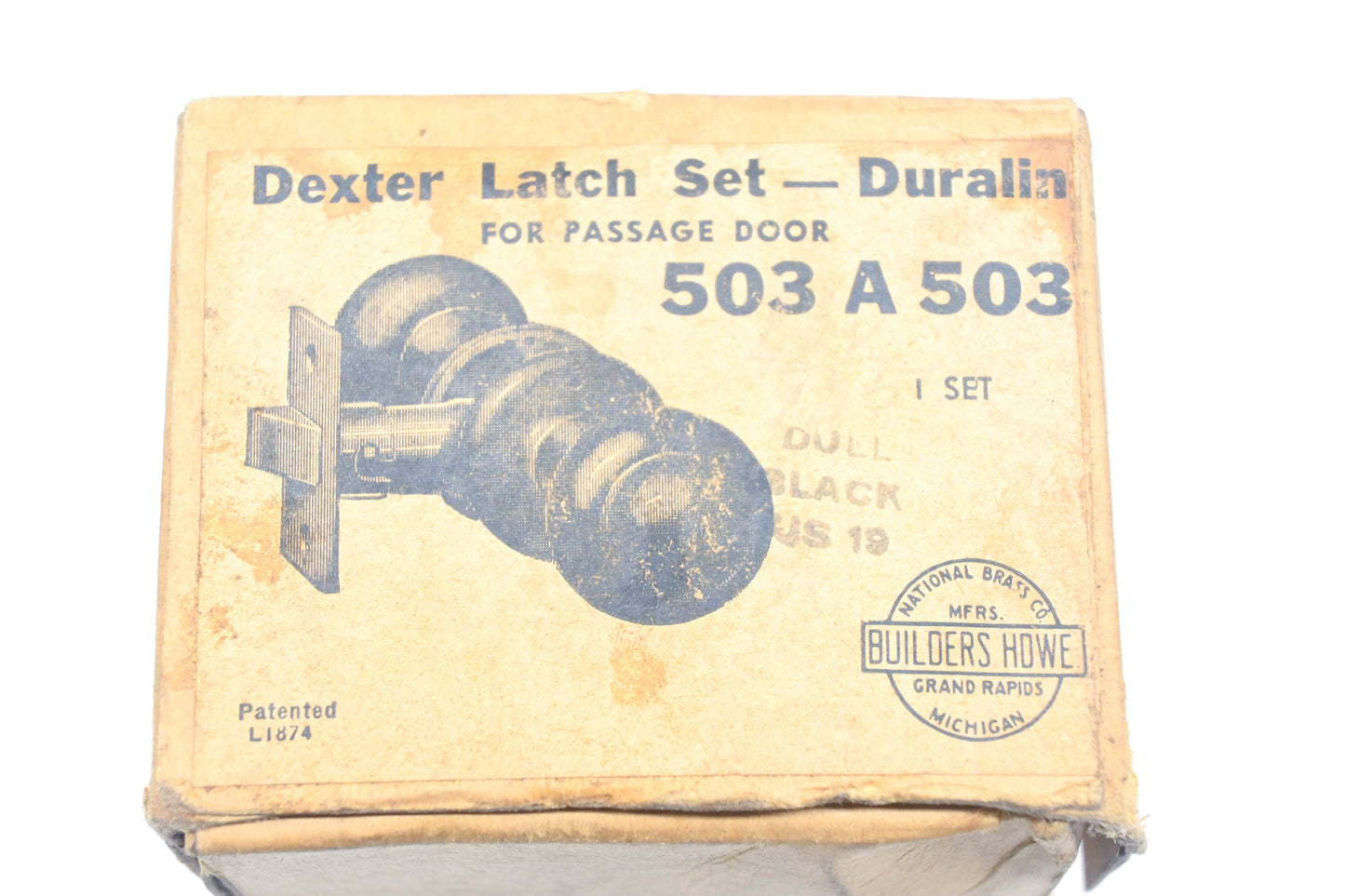 National Brass Company 503A503, 503A Dexter Black US 19 Door Latch Kit NOS