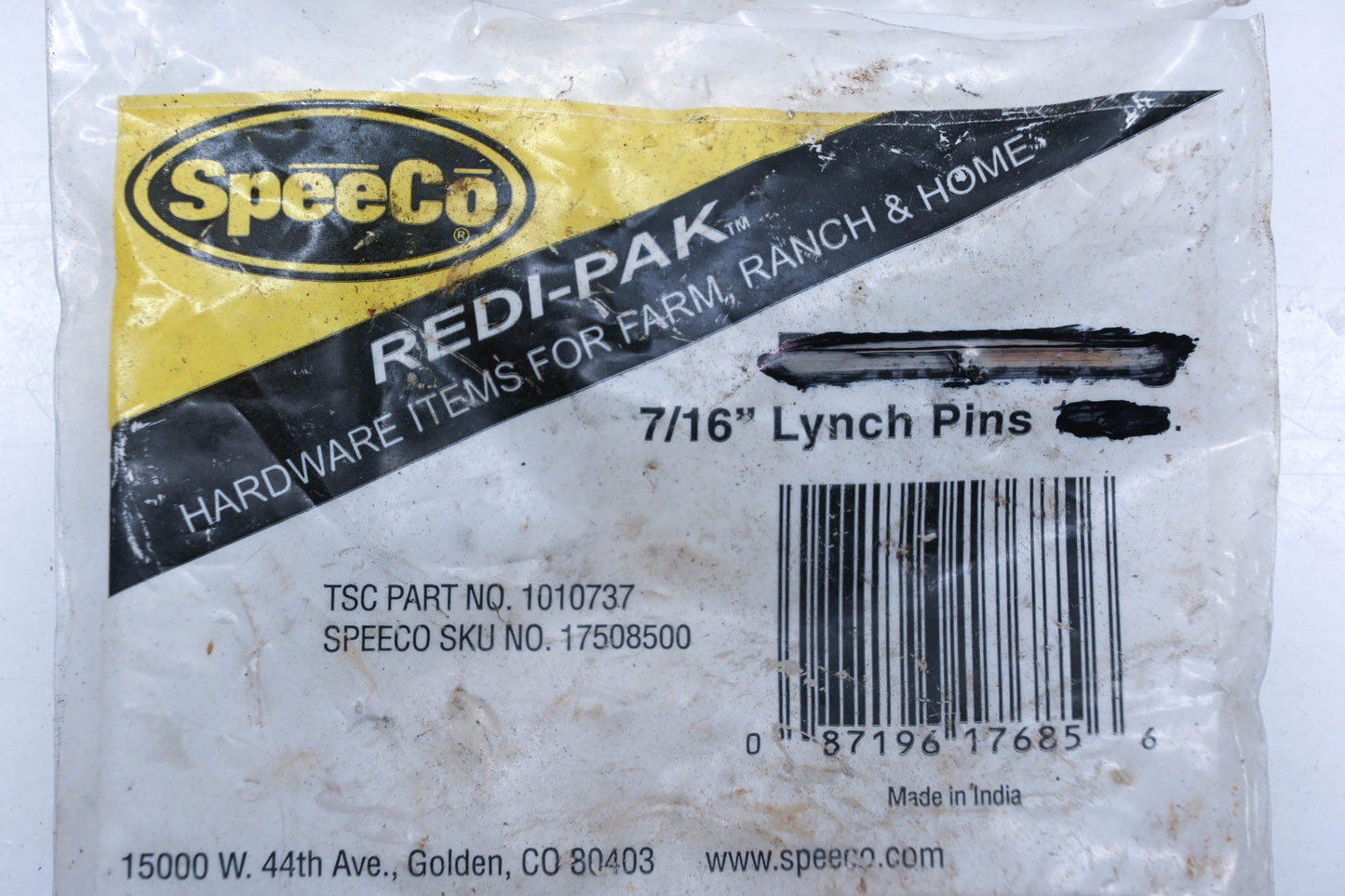 Speeco 17508500, 1010737 7/16" Lynch Pins Qty 2 NOS