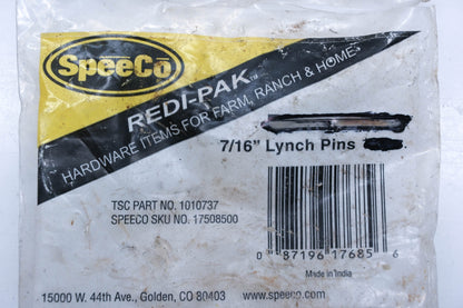 Speeco 17508500, 1010737 7/16" Lynch Pins Qty 2 NOS